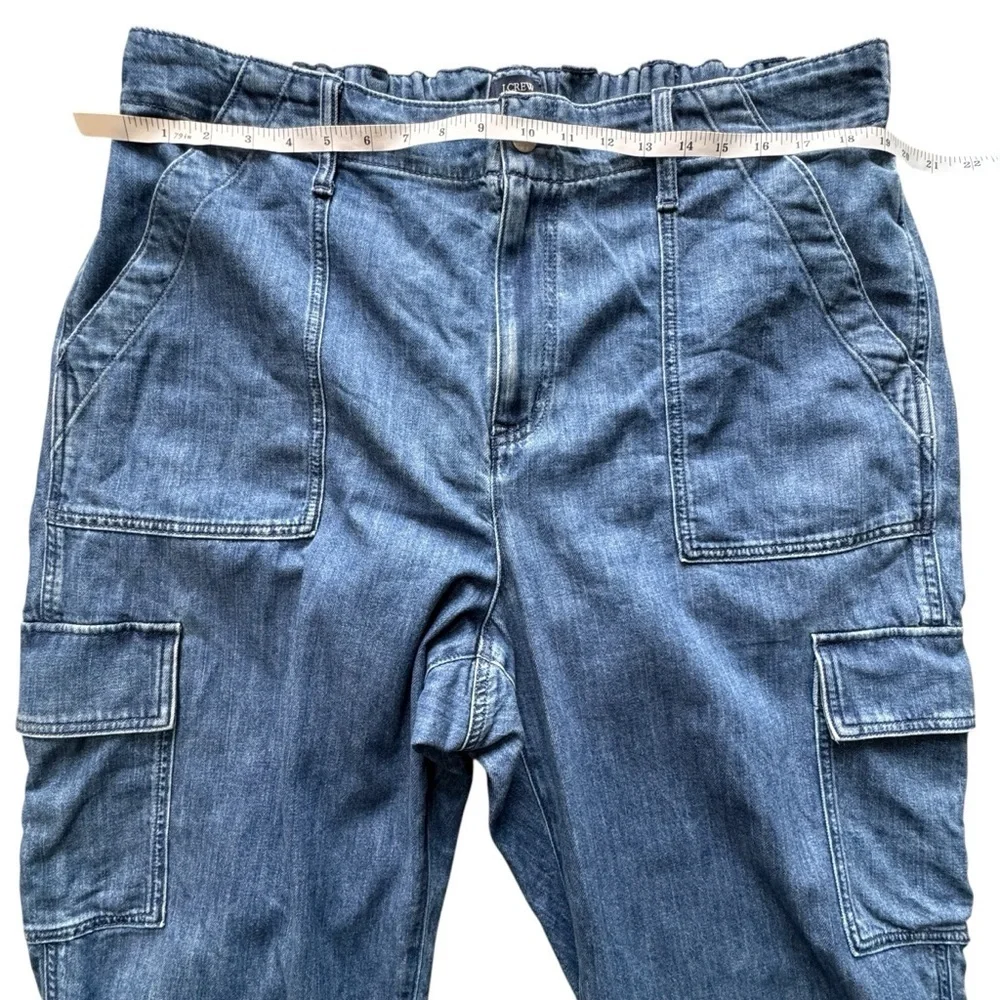 J.Crew Women’s Lightweight Drapey Cargo Jogger Jean Pants Size 35 Mid Wash Denim